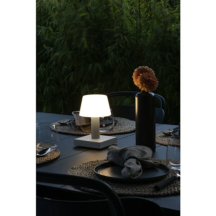 Konstsmide Akku-Tischleuchte Monaco L X B X H: 12,5 X 12,5 X 19 Cm, Weiß, Warmweiß 7 Konstsmide Akku-Tischleuchte Monaco L X B X H: 12,5 X 12,5 X 19 Cm, Weiß, Warmweiß – Bild 5