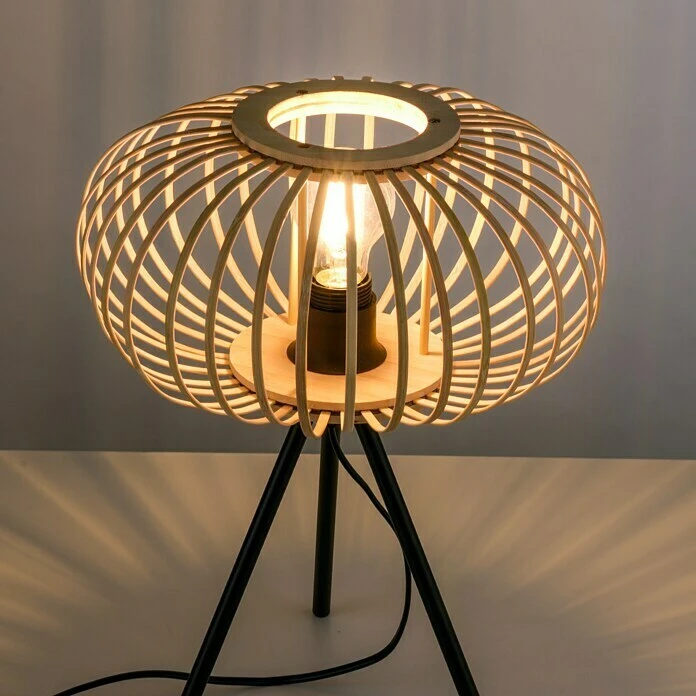 LeuchtenDirekt Racoon Tischleuchte 40 W, L X B X H: 32 X 32 X 41 Cm, Schwarz, Natur, E27 6 LeuchtenDirekt Racoon Tischleuchte 40 W, L X B X H: 32 X 32 X 41 Cm, Schwarz, Natur, E27 – Bild 4