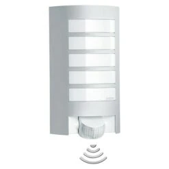 Steinel Sensor-Außenwandleuchte L 12 S SI 60 W, 10,8 X 15,5 X 27,2 Cm, Weiß/Silber, IP44
