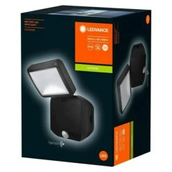Ledvance Sensor-LED-Außenwandstrahler Single 4 W, Schwarz, Bewegungsmelder, 1-flammig -Beleuchtung 12 3424