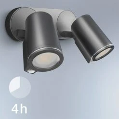 Steinel LED-Sensor-Außenwandleuchte SPOT DUO SC ANT 14,6 W, L X B X H: 17,5 X 24,7 X 9,8 Cm, Anthrazit, Warmweiß -Beleuchtung 12 3445