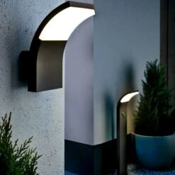 Starlux LED-Sensor-Außenwandleuchte Vincenza 7 W, L X B X H: 122 X 84 X 190 Mm, Silbergrau, Opal, Warmweiß -Beleuchtung 12 3481