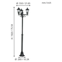 Eglo Laterna 4 Außenleuchte 60 W, Schwarz, Ø X H: 55 X 192 Cm -Beleuchtung 12 3642