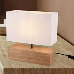 Reality Leuchten Tischleuchte WOODY 60 W, L X B X H: 12 X 30 X 30,5 Cm, Holz, E27