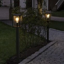 Konstsmide Außenwegeleuchte Carpi 60 W, Schwarz, Höhe: 100 Cm, Schwarz