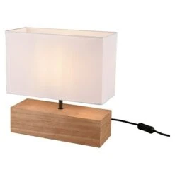 Reality Leuchten Tischleuchte WOODY 60 W, L X B X H: 12 X 30 X 30,5 Cm, Holz, E27 -Beleuchtung 12 378