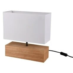 Reality Leuchten Tischleuchte WOODY 60 W, L X B X H: 12 X 30 X 30,5 Cm, Holz, E27 -Beleuchtung 12 379