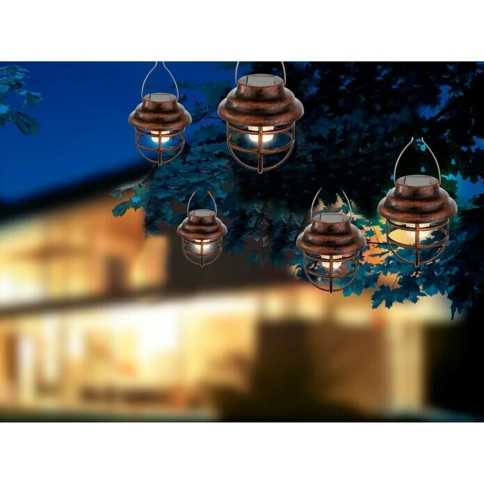 Globo Solar-Hängeleuchte LED, Rostfarben, Ø X H: 8 X 14 Cm, IP44 4 Globo Solar-Hängeleuchte LED, Rostfarben, Ø X H: 8 X 14 Cm, IP44 – Bild 2