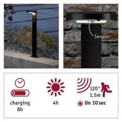 Paulmann Solarleuchte Ryse 1,2 W, Anthrazit, Höhe: 79,6 Cm -Beleuchtung 12 4074