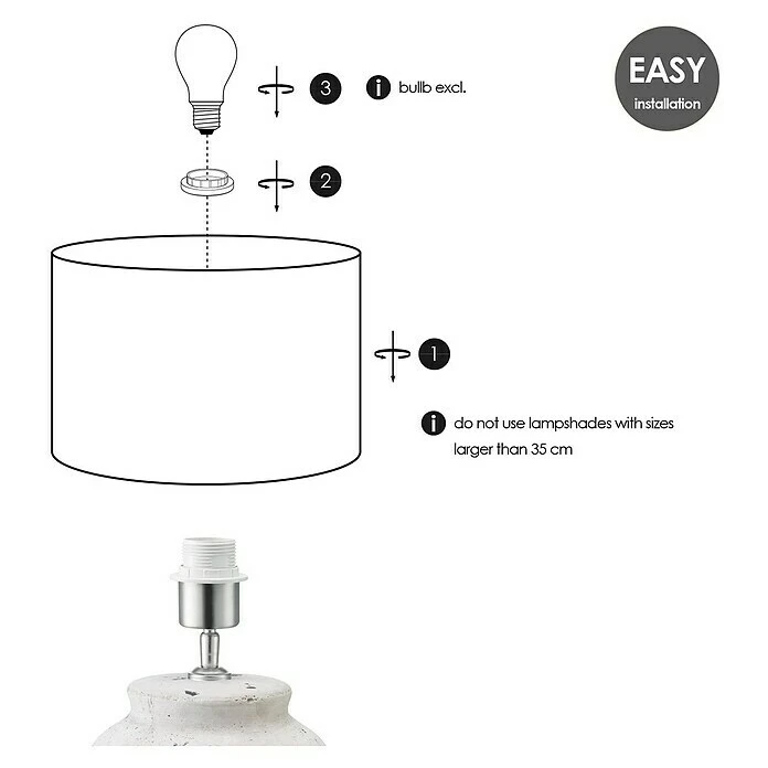 Home Sweet Home Lampenfuß Luke 40 W, Farbe: Weiß, Höhe: 36 Cm 7 Home Sweet Home Lampenfuß Luke 40 W, Farbe: Weiß, Höhe: 36 Cm – Bild 5