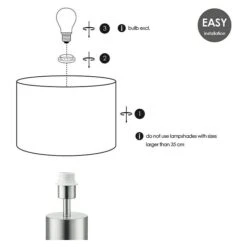 Home Sweet Home Lampenfuß Cannes 40 W, Farbe: Stahl Matt, Höhe: 31 Cm -Beleuchtung 12 458