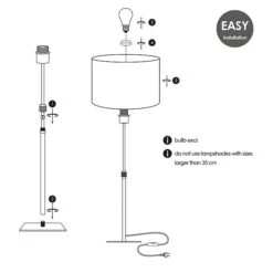 Home Sweet Home Bobo Lampenfuß 60 W, Höhe: 56 Cm, Stahl Matt, Stahl, E27 -Beleuchtung 12 477