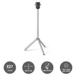 Home Sweet Home Karma Lampenfuß 60 W, Höhe: 46 Cm, Stahl Matt, Stahl, E27 -Beleuchtung 12 505