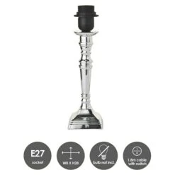 Home Sweet Home Lampenfuß Baroc 60 W, Farbe: Chrom, Höhe: 28,5 Cm 10 Home Sweet Home Lampenfuß Baroc 60 W, Farbe: Chrom, Höhe: 28,5 Cm -Beleuchtung 12 520