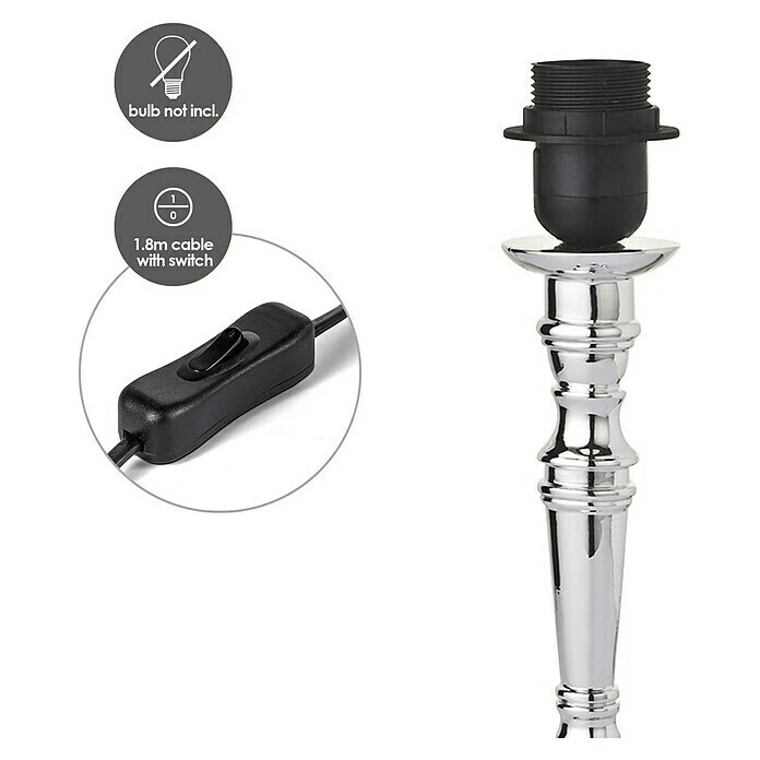 Home Sweet Home Lampenfuß Baroc 60 W, Farbe: Chrom, Höhe: 28,5 Cm 6 Home Sweet Home Lampenfuß Baroc 60 W, Farbe: Chrom, Höhe: 28,5 Cm – Bild 4