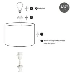 Home Sweet Home Lampenfuß Step Rund 40 W, Farbe: Weiß, Höhe: 49 Cm -Beleuchtung 12 539