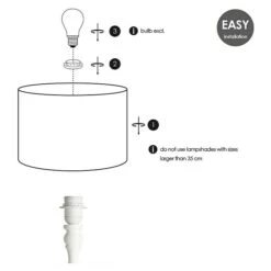 Home Sweet Home Lampenfuß Woodi 40 W, Farbe: Weiß, Höhe: 38 Cm, Eckig -Beleuchtung 12 554