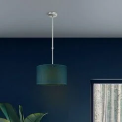 Home Sweet Home Lampenschirm Canvas 40 Cm, Marineblau, Baumwolle, Rund