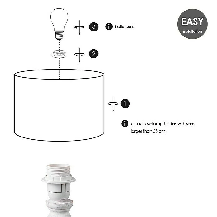 Home Sweet Home Lampenfuß Femme 40 W, Farbe: Vintage Weiß, Höhe: 27 Cm 7 Home Sweet Home Lampenfuß Femme 40 W, Farbe: Vintage Weiß, Höhe: 27 Cm – Bild 5