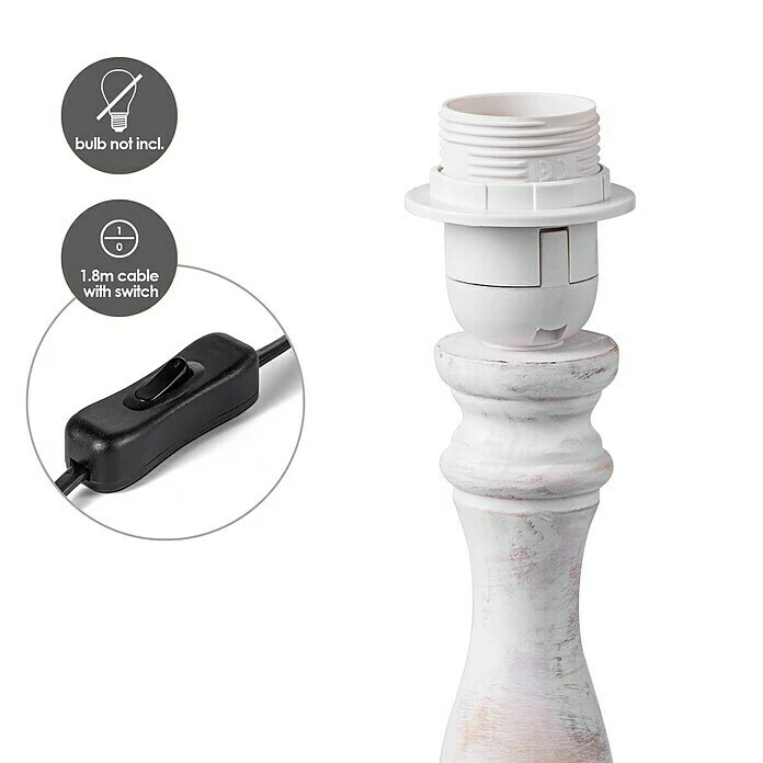 Home Sweet Home Lampenfuß Femme 40 W, Farbe: Vintage Weiß, Höhe: 27 Cm 8 Home Sweet Home Lampenfuß Femme 40 W, Farbe: Vintage Weiß, Höhe: 27 Cm – Bild 6