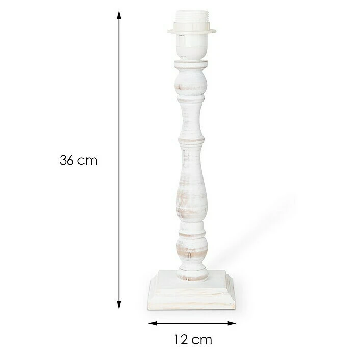 Home Sweet Home Lampenfuß Woodi 40 W, Farbe: Vintage Weiß, Höhe: 38 Cm, Eckig 5 Home Sweet Home Lampenfuß Woodi 40 W, Farbe: Vintage Weiß, Höhe: 38 Cm, Eckig – Bild 3