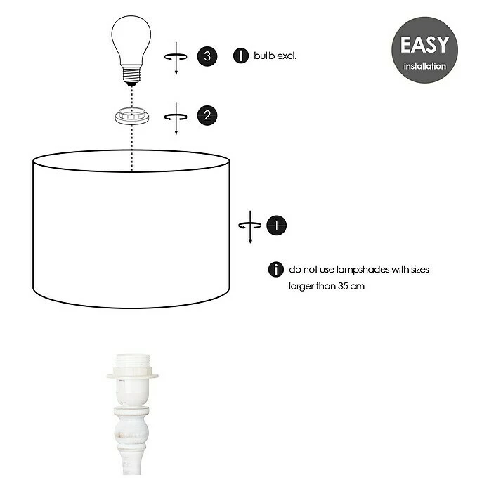Home Sweet Home Lampenfuß Woodi 40 W, Farbe: Vintage Weiß, Höhe: 38 Cm, Eckig 6 Home Sweet Home Lampenfuß Woodi 40 W, Farbe: Vintage Weiß, Höhe: 38 Cm, Eckig – Bild 4