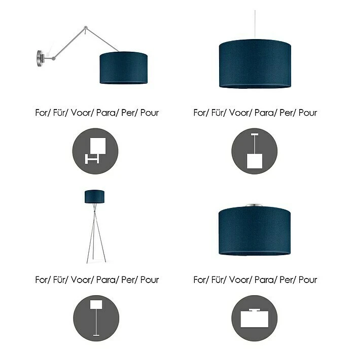 Home Sweet Home Lampenschirm Canvas 40 Cm, Marineblau, Baumwolle, Rund 8 Home Sweet Home Lampenschirm Canvas 40 Cm, Marineblau, Baumwolle, Rund – Bild 6