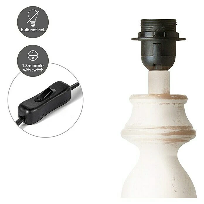 Home Sweet Home Lampenfuß Banjo 40 W, Farbe: Weiß, Höhe: 44 Cm 4 Home Sweet Home Lampenfuß Banjo 40 W, Farbe: Weiß, Höhe: 44 Cm – Bild 2