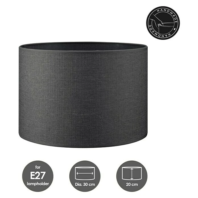 Home Sweet Home Lampenschirm Canvas 30 Cm, Sturmgrau, Baumwolle, Rund 5 Home Sweet Home Lampenschirm Canvas 30 Cm, Sturmgrau, Baumwolle, Rund – Bild 3