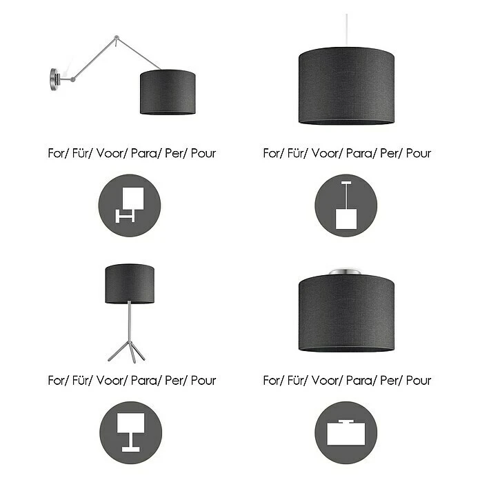 Home Sweet Home Lampenschirm Canvas 30 Cm, Sturmgrau, Baumwolle, Rund 8 Home Sweet Home Lampenschirm Canvas 30 Cm, Sturmgrau, Baumwolle, Rund – Bild 6