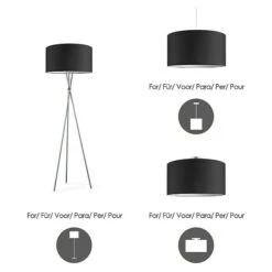 Home Sweet Home Lampenschirm Bling Ø X H: 50 X 25 Cm, Night Black, Baumwolle, Rund -Beleuchtung 12 712