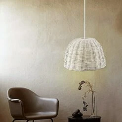 Home Sweet Home Lampenschirm Roseau Ø X H: 50 X 25 Cm, Weiß, Holz, Rund -Beleuchtung 12 743