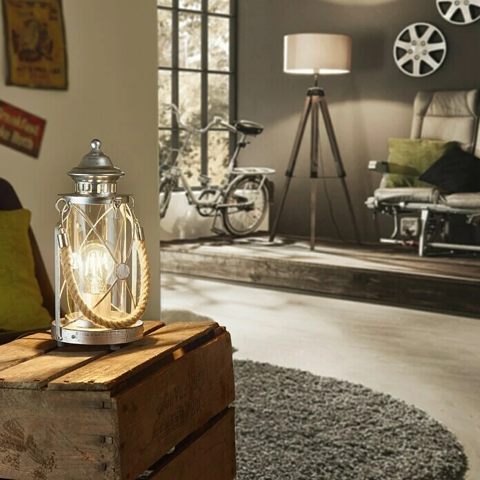 Eglo Tischleuchte Bradford 60 W, Silber, Ø X H: 14 X 33 Cm 4 Eglo Tischleuchte Bradford 60 W, Silber, Ø X H: 14 X 33 Cm – Bild 2