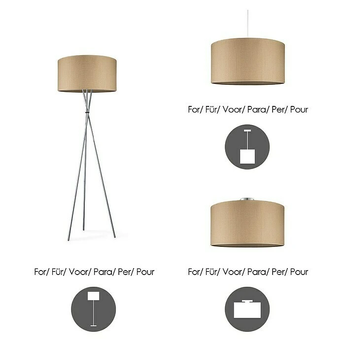 Home Sweet Home Lampenschirm Canvas 50 Cm, Haselnussbraun, Baumwolle, Rund 7 Home Sweet Home Lampenschirm Canvas 50 Cm, Haselnussbraun, Baumwolle, Rund – Bild 5