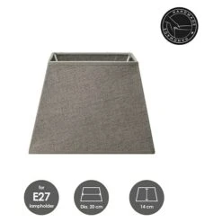 Home Sweet Home Lampenschirm Melrose L X B X H: 14 X 20 X 14 Cm, Hellgrau, Stoff, Eckig -Beleuchtung 12 913