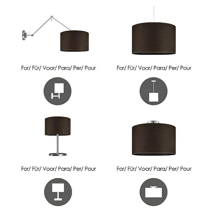 Home Sweet Home Lampenschirm Canvas 35 Cm, Kastanienbraun, Baumwolle, Rund 7 Home Sweet Home Lampenschirm Canvas 35 Cm, Kastanienbraun, Baumwolle, Rund – Bild 5