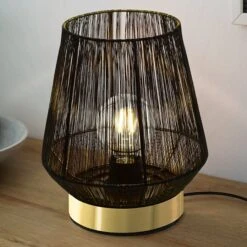 Eglo Escandidos Tischleuchte 40 W, Schwarz/Messing, E27